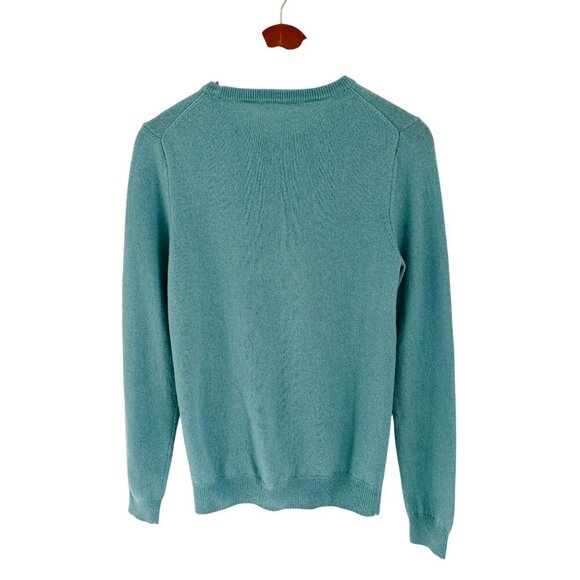 WoolOvers Mint Green Wool Sweater With Pink & Red Star Embroidery - Picture 7 of 10